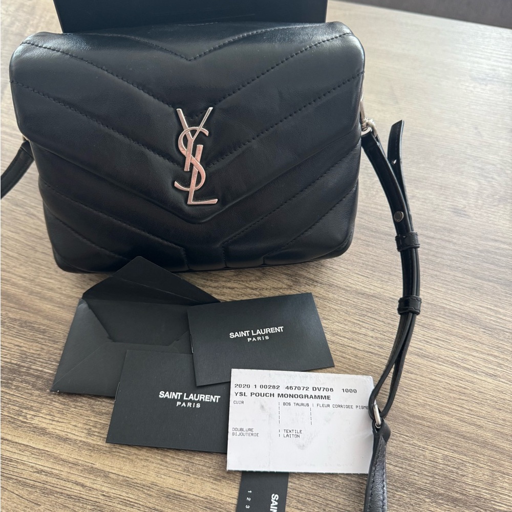 Saint Laurent Toy Lou Lou Black Crossbody Bag with Quilted Leather - Picture 1 of 8